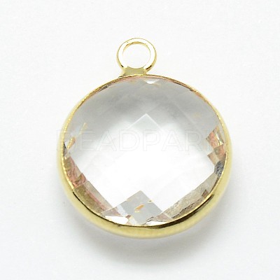 Golden Tone Brass Glass Pendants GLAA-J018A-G-1
