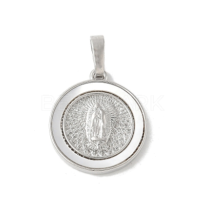Brass Pave Natural White Shell Pendants KK-S522-06C-P-1