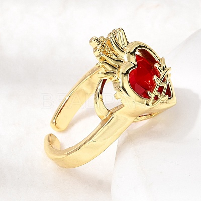 Glass Cuff Open Rings RJEW-P178-01C-G-1