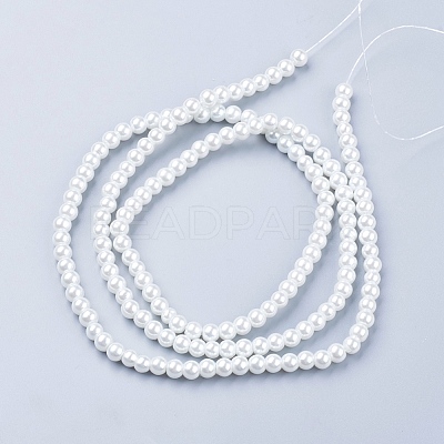 White Glass Pearl Round Loose Beads For Jewelry Necklace Craft Making X-HY-6D-B01-1