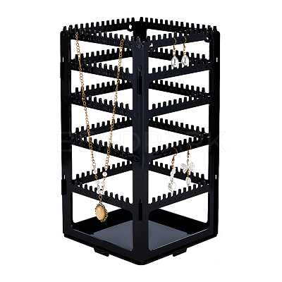 360 Degree Plastic Rotating Jewelry Organizer Display Stands EDIS-WH0022-11B-1