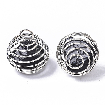 Iron Wrap-around Spiral Bead Cage Pendants IFIN-R239-02P-1