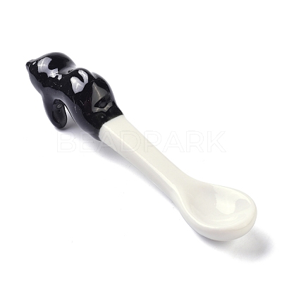 Porcelain Cat Animal Hanging Spoons AJEW-A029-01E-1