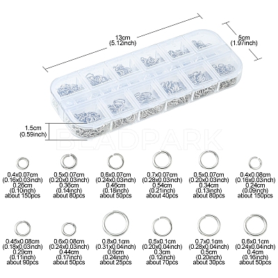 12 Styles 304 Stainless Steel Open Jump Rings Sets DIY-FS0004-13-1