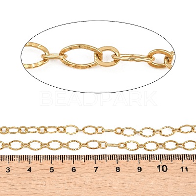 304 Stainless Steel Textured Oval Link Chains CHS-P028-11G-1