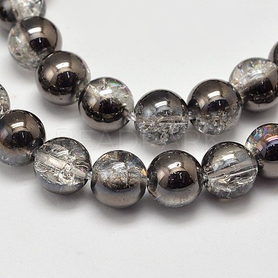 Electroplate Crackle Glass Round Bead Strands X-EGLA-J067-8mm-HP01-1