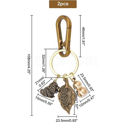 2Pcs Brass Keychain KEYC-FH0001-06-1