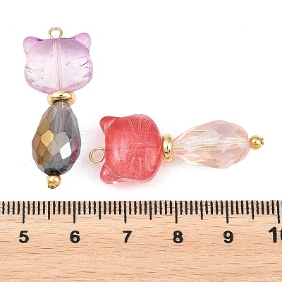 8Pcs Electroplate Glass Pendants PALLOY-JF03241-1