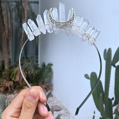 Eletroplated Quartz Crystal Hair Bands PW-WGA9730-11-1