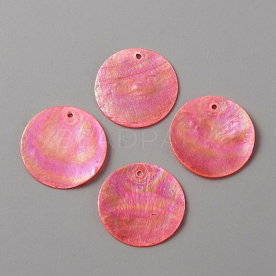 Natural Capiz Shell Pendants BSHE-WH0004-10B-1