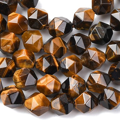 Faceted Natural Tiger Eye Beads Strands G-K066-01-8mm-01-1