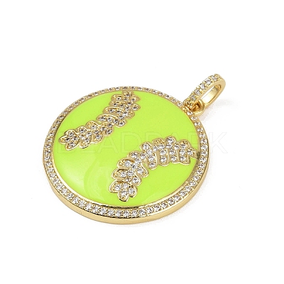 Brass Enamel & Micro Pave Cubic Zirconia Pendants KK-M322-06G-01-1