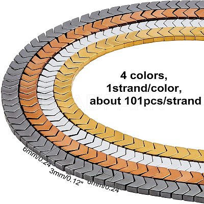 4 Strands 4 Colors Electroplated Arrows Non-magnetic Synthetic Hematite Bead Strands G-CA0001-31-1