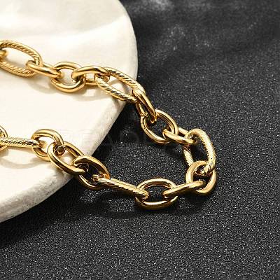 304 Stainless Steel Figaro Chains Bracelets for Men Women BJEW-R021-07G-1