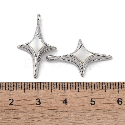 Brass Pave Shell Pendants KK-G497-09P-1
