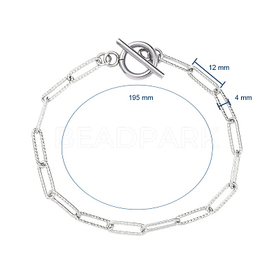 Tarnish Resistant 304 Stainless Steel Textured Paperclip Chain Bracelets BJEW-JB05112-1