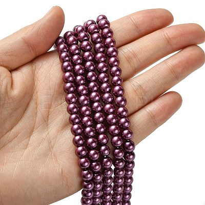 Eco-Friendly Dyed Glass Pearl Round Beads Strands HY-A002-6mm-RB029-1