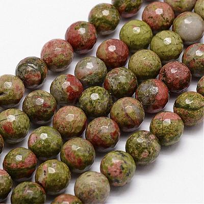 Natural Unakite Beads Strands G-D840-45-6mm-1