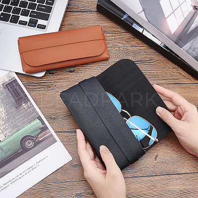 AHADEMAKER 2Pcs 2 Colors PU Imitation Leather Glasses Case AJEW-GA0005-28-1