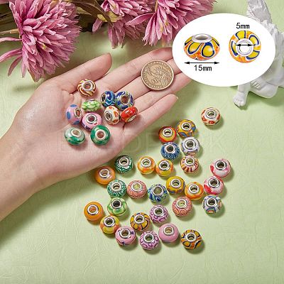 38Pcs 19 Colors Handmade Polymer Clay European Beads CLAY-SZ0001-51-1