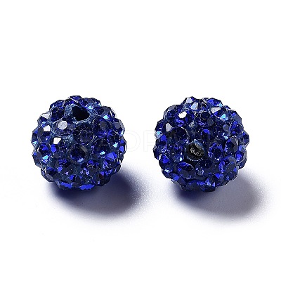 Mixed Color Polymer Clay Grade A Crystal Rhinestone Pave Disco Ball Beads X-RB-H258-10MM-M-1