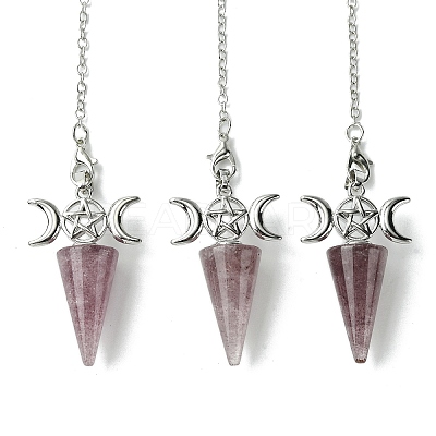 Natural Strawberry Quartz Cone Dowsing Pendulum Big Pendants G-C114-01P-15-1