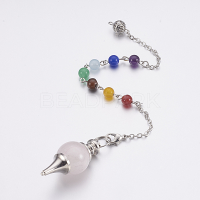 Natural Rose Quartz Sphere Dowsing Pendulums MAK-P009-E07-1