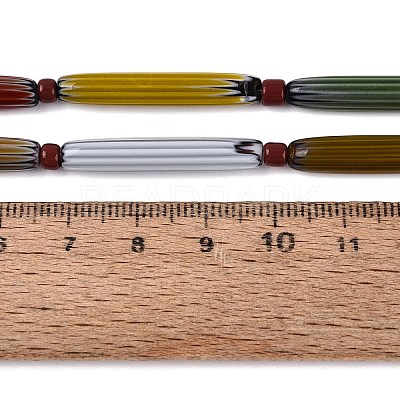 Handmade Millefiori Glass Lampwork Strip Beads Strands LA-N047-01A-1