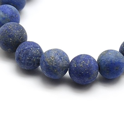 Natural Frosted Lapis Lazuli Round Bead Strands G-M064-4mm-08-1