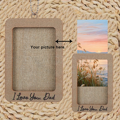 Rectangle with Word I Love You Dad Wood Hanging Photo Frame HJEW-SP0001-19A-1