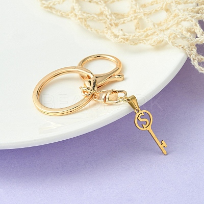 304 Stainless Steel Initial Letter Key Charm Keychains KEYC-YW00004-19-1