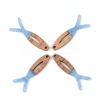 Opaque Resin & Walnut Wood Pendants X-RESI-S389-019A-C01-1