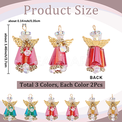 9Pcs 3 Colors Glass Pendants PALLOY-SP00006-1