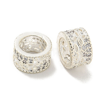 Rack Plating Brass Micro Pave Clear Cubic Zirconia European Beads KK-L215-203S-1