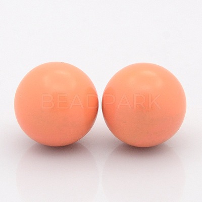 No Hole Spray Painted Brass Round Ball Beads Fit Cage Pendants LS-KKB-J002-07-1