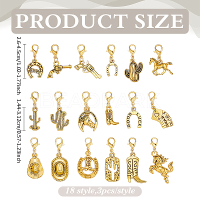54Pcs 18 Style Alloy Pendant Decorations HJEW-ME00056-1