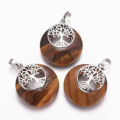 Natural Tiger Eye Pendants G-F573-C15-1