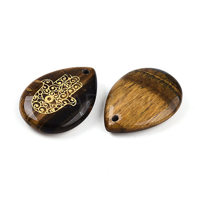 Natural Tiger Eye Pendants G-N345-05A-1