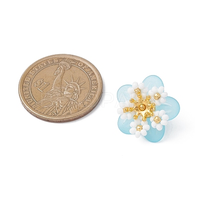 Glass Seed Beaded Flower Pendants PALLOY-MZ01128-01-1