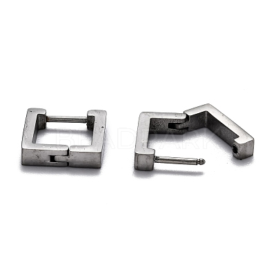Tarnish Resistant 304 Stainless Steel Square Huggie Hoop Earrings STAS-H156-09A-P-1