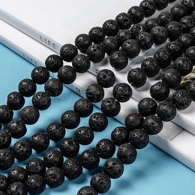 Natural Lava Rock Round Bead Strands X-G-M169-10mm-03-1