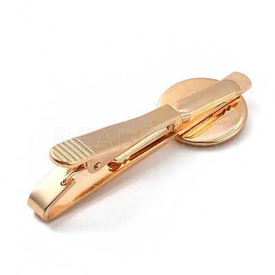 Brass Tie Bar Clips Tie Pins with Blank Cabochon Settings KK-A159-01KCG-1
