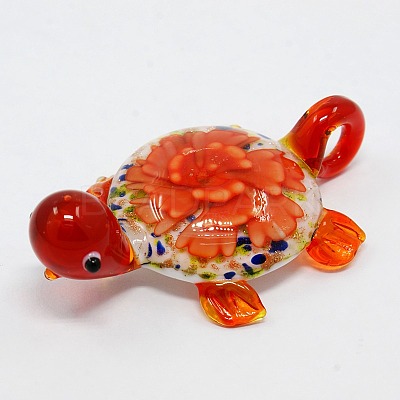 Handmade Inner Flower Gold Sand Lampwork Pendants LAMP-I002-M-1