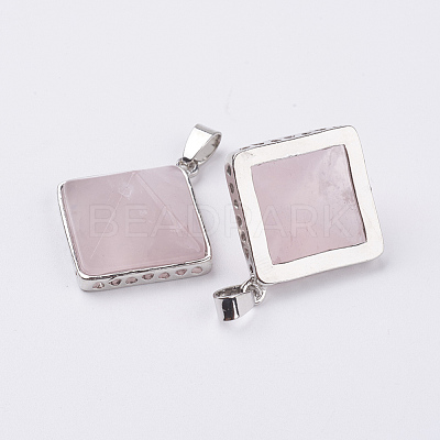 Natural Rose Quartz Pendants G-E442-02T-1