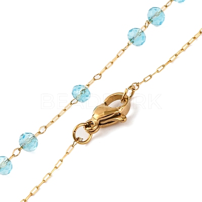 Ion Plating(IP) Crucifix Cross 304 Stainless Steel Rosary Bead Necklaces NJEW-M075-04G-05-1