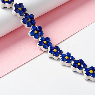 Handmade Porcelain Flower Beads Strands PORC-F003-01G-1