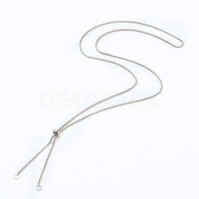 Tarnish Resistant 304 Stainless Steel Box Chain Slider Necklace Making AJEW-JB00777-01-1