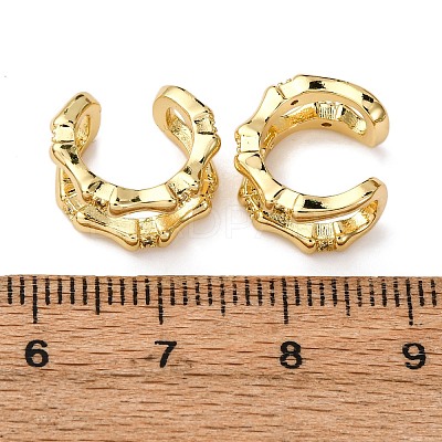 Brass Micro Pave Clear Cubic Zirconia Two-layer C-Shaped Cuff Earrings LS-EJEW-D328-05G-01-1