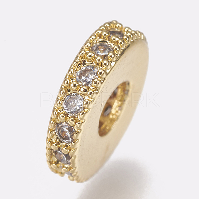 Brass Micro Pave Cubic Zirconia Bead Spacers ZIRC-K074-11B-01G-1