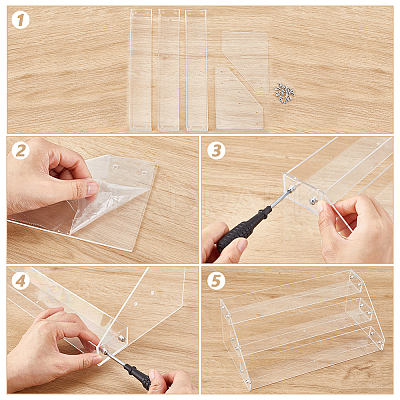 3-Tier Acrylic Nail Polish Bottle Organizer Display Riser Stands ODIS-WH0043-189C-1
